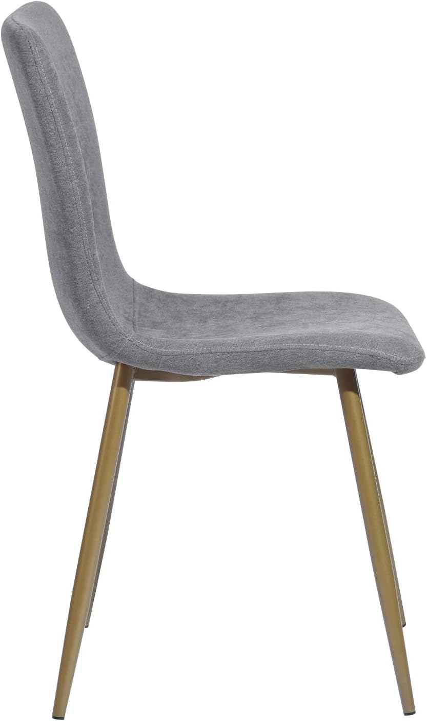 Juego de 4 sillas de comedor, juego de sillas premontadas tapizadas con patas doradas, tela moderna para comedor, cocina, 17.3 pulgadas de ancho x