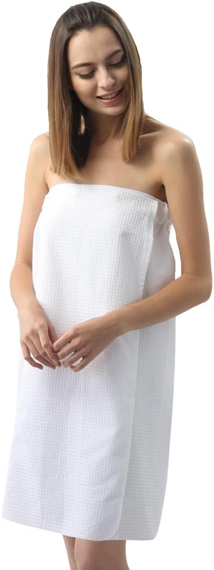 Toallas de baño de gofres para mujer, toallas ligeras y ajustables para spa, gimnasio, talla única, color blanco