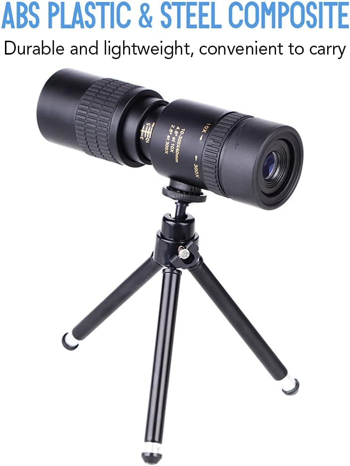 10-300X40mm BAK4 Prism Telescope Monocular Location Scope with Smart Phone Holder and Tripod for Adults Bird Watching Camping Hiking