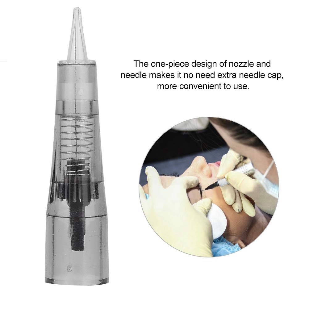 Cartuchos de aguja de tatuaje de cejas, paquete de 10 agujas de microblading sin dolor para maquillaje de cejas y labios, MTS Beauty (0.010 in)