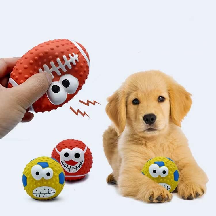 ZHENJIER Juguetes chirriantes para perros, juguete para perros que gruñe gruñidos, pelota de látex para perros pequeños y medianos, bolas