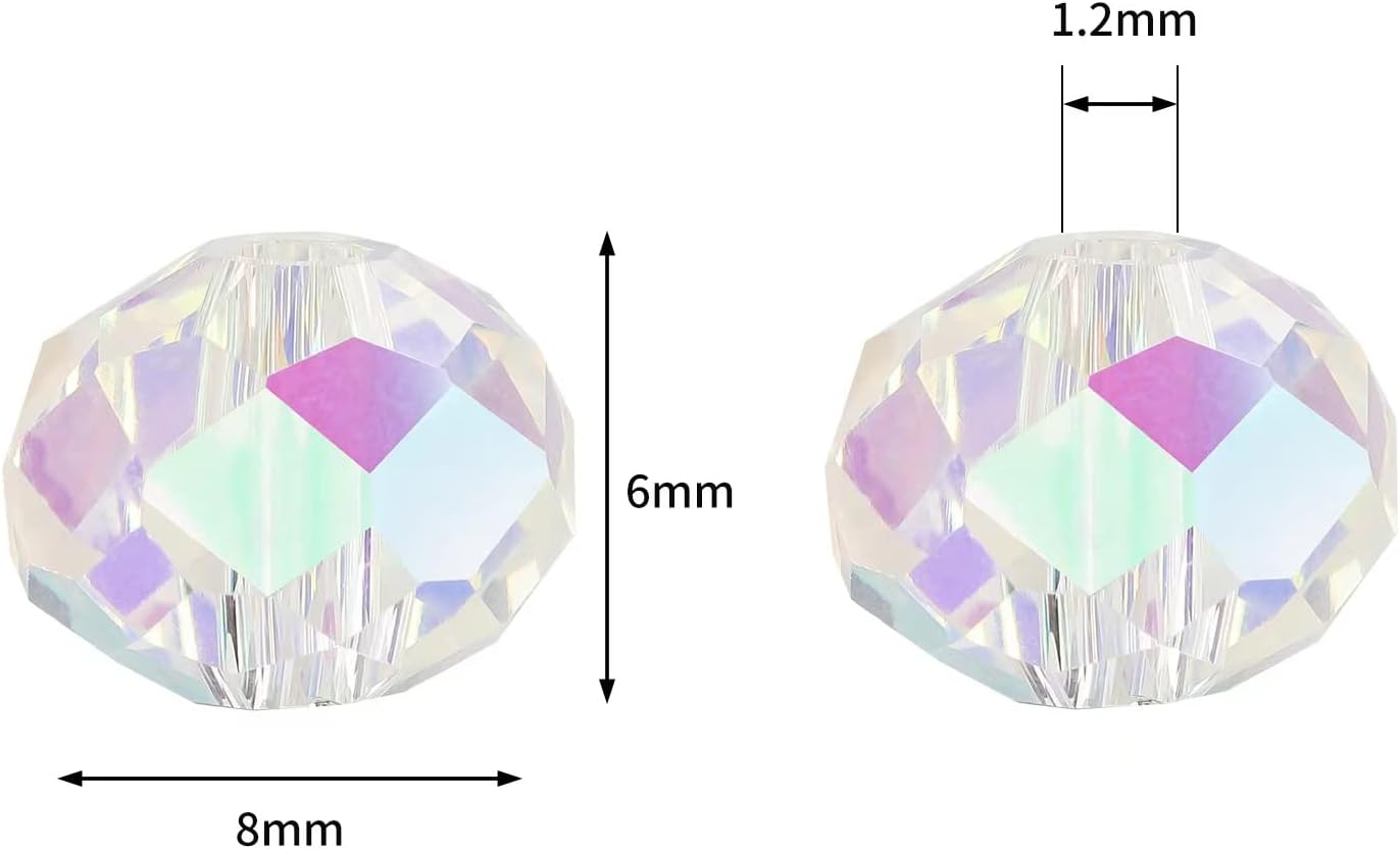0.315 in AB Rondelle blanco para la fabricación de joyas 380pcs forma de Briolette facetada cristal espaciador cuentas surtidos suministros