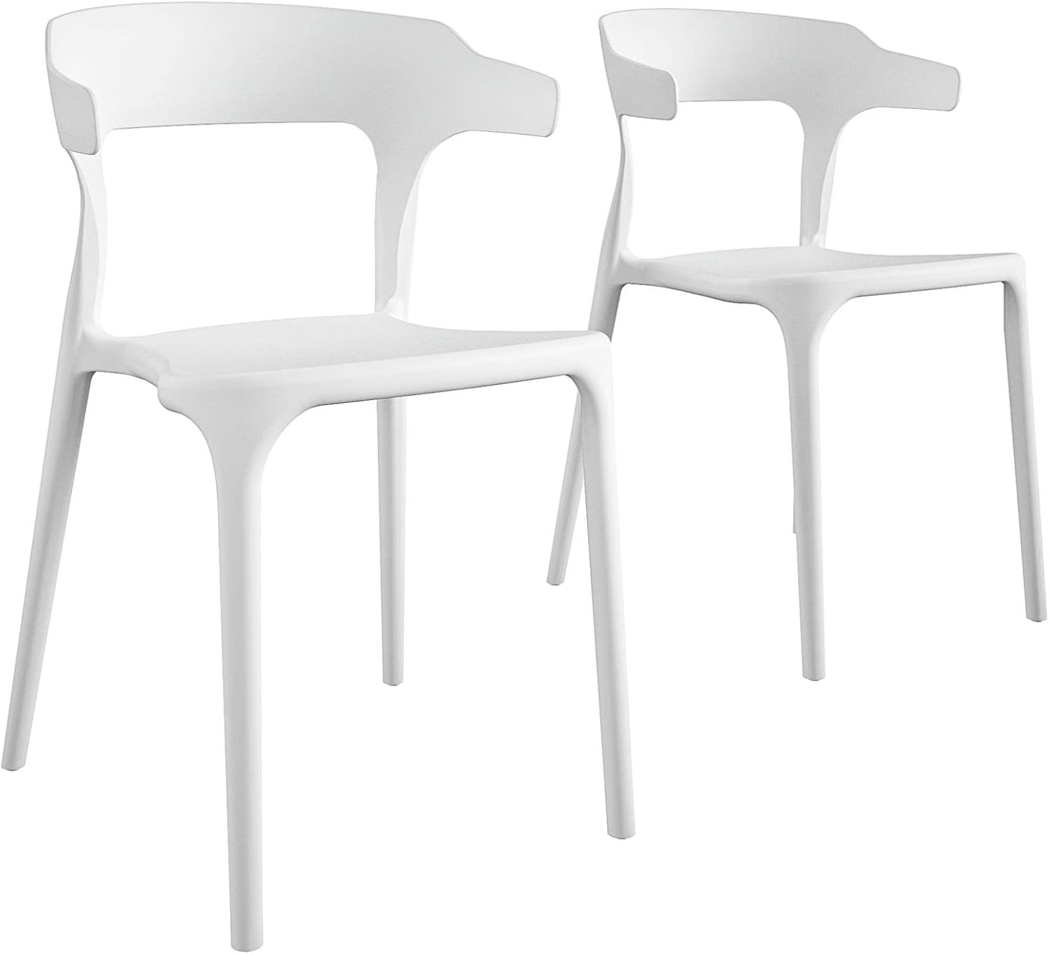 Novogratz Poolside Collection, Felix – Sillas de comedor apilables para interiores y exteriores, paquete de 2, color blanco