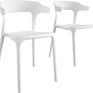 Novogratz Poolside Collection, Felix – Sillas de comedor apilables para interiores y exteriores, paquete de 2, color blanco Novogratz Poolside Collection, Felix – Sillas de comedor apilables para interiores y exteriores, paquete de 2, color blanco