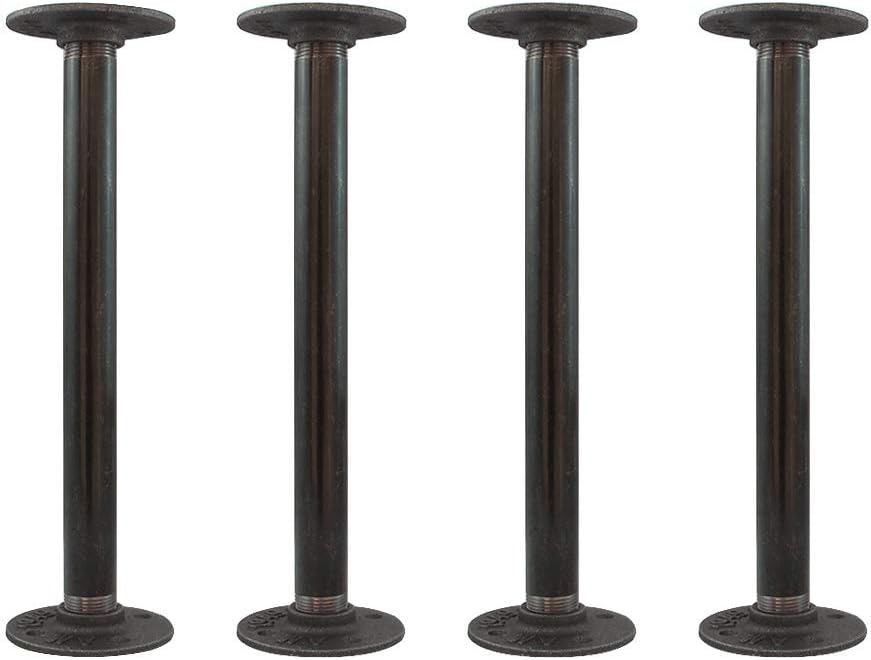 GeilSpace Patas de mesa de tubo gris industrial de 12 pulgadas, tubos de metal y bridas para mesas y muebles vintage personalizados, patas de