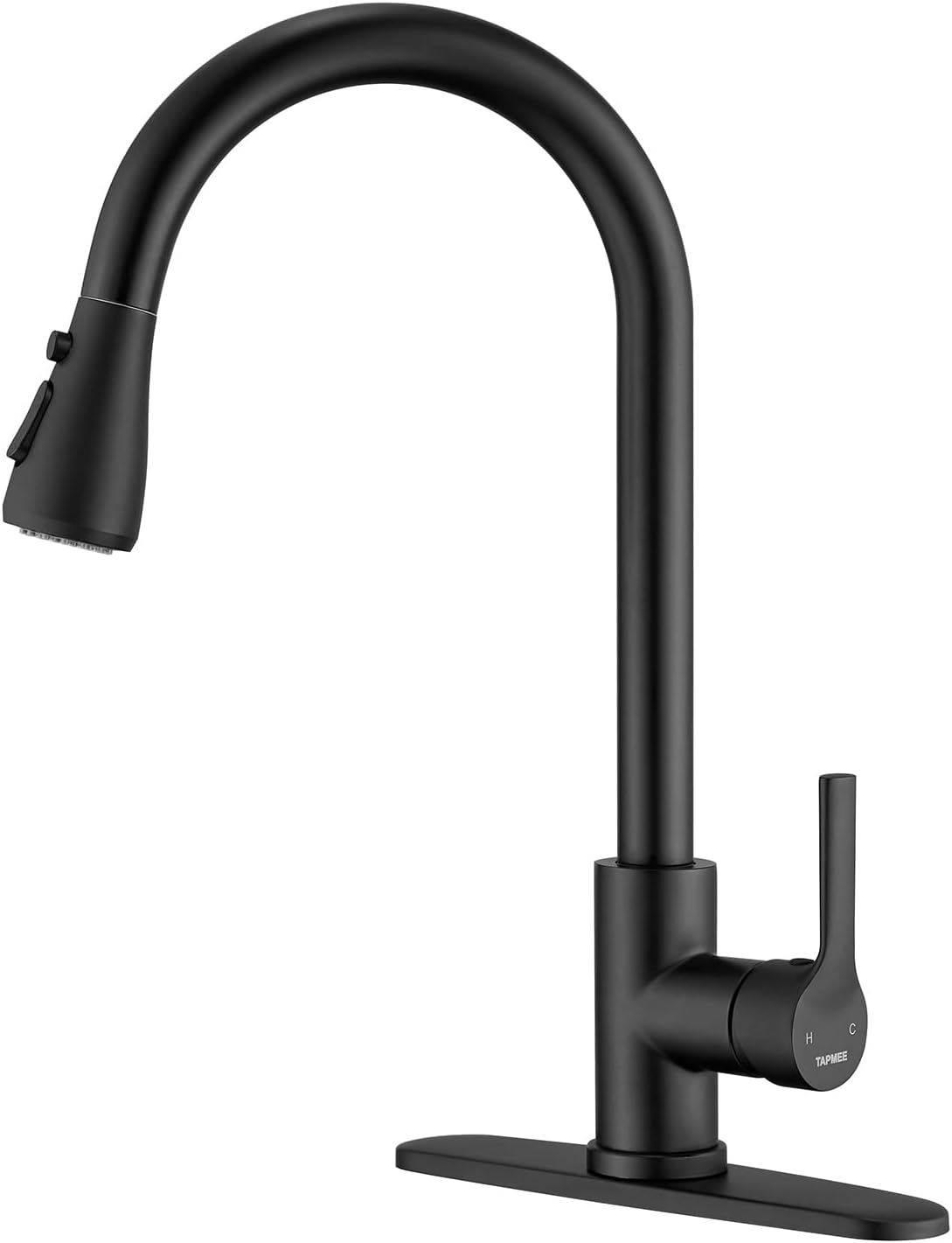 Grifo de cocina negro de un solo mango, grifo de cocina extraíble, grifos de fregadero de cocina de acero inoxidable de un solo nivel con rociador