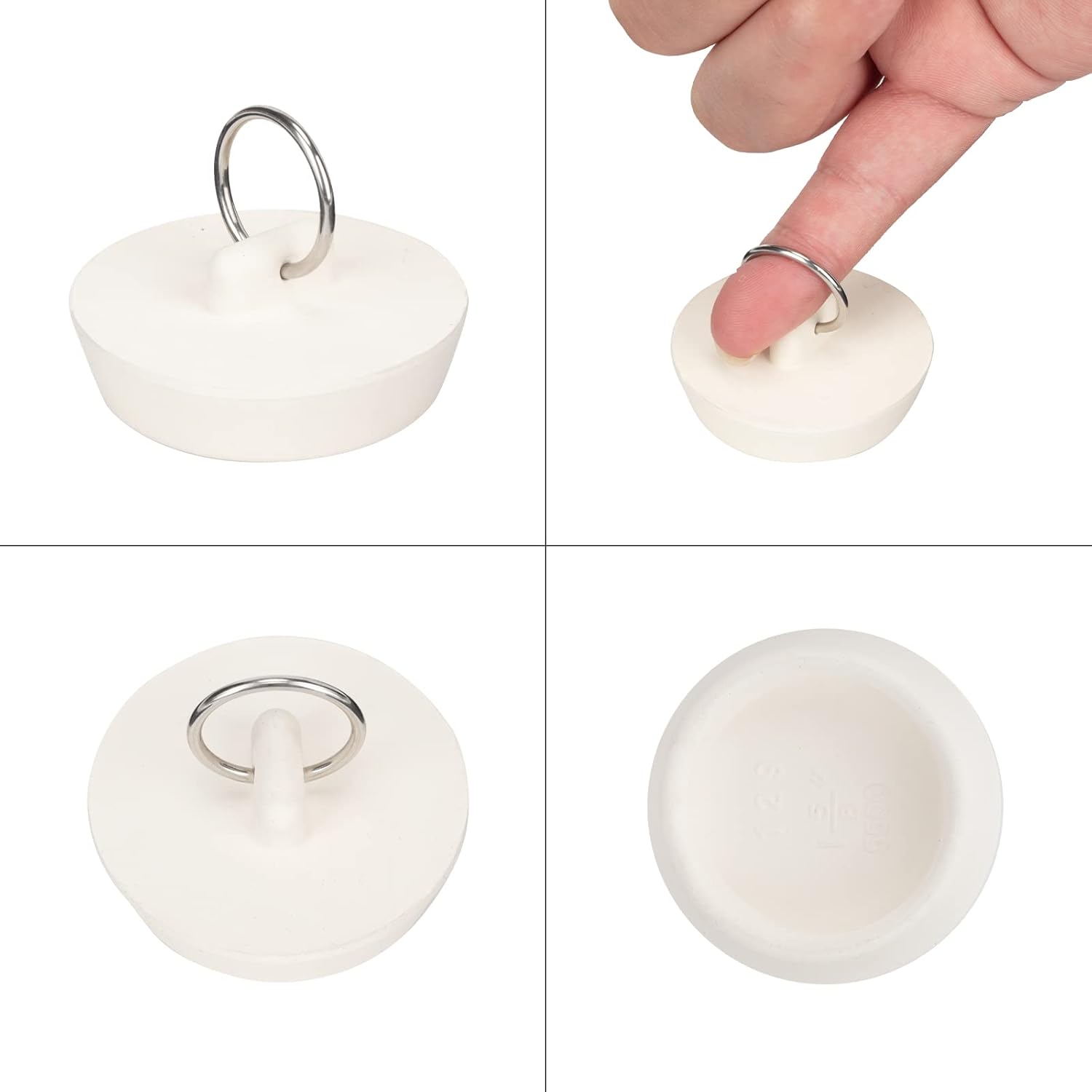 Paquete de 6 tapones de bañera, tapones de goma para tina, 2 cadenas de cuentas de acero inoxidable de 15 pulgadas, 6 tamaños diferentes de enchufe
