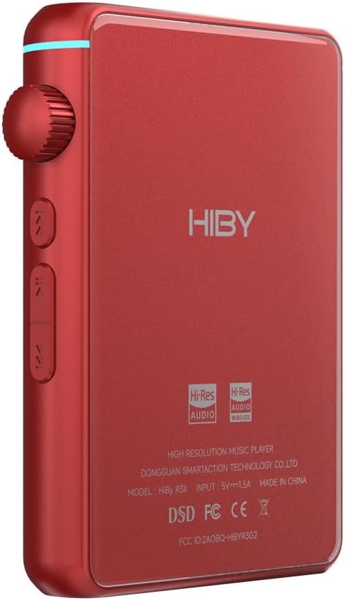 HiBy R3 II (Gen 2) Reproductor de audio sin pérdida de alta fidelidad – Portátil con Bluetooth, WiFi, DSD, PCM, transmisión MQA, Dual ESS ES9219C,