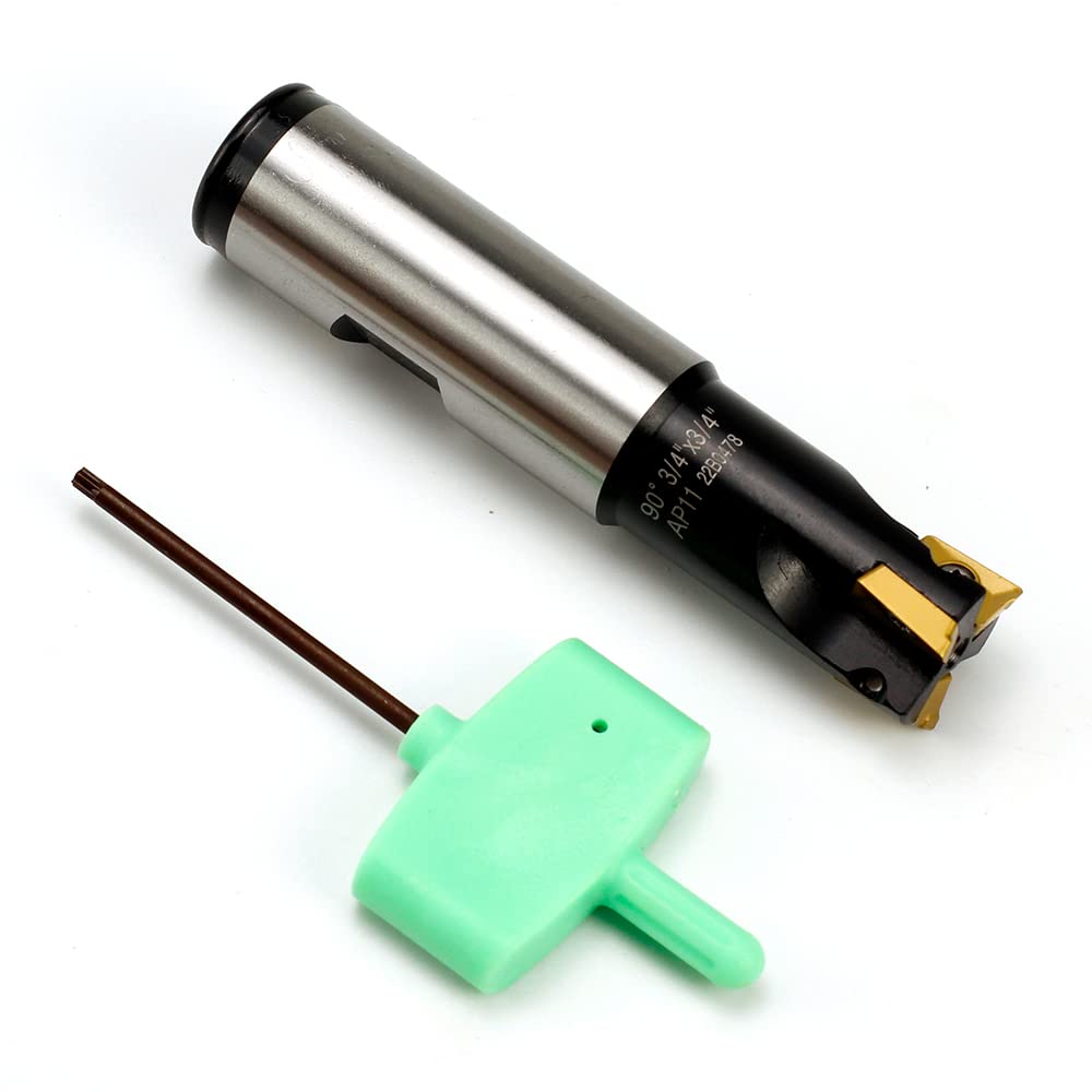 OSCARBIDE Molino de extremo indexable Vástago recto de 34″, diámetro de corte de 34″, longitud total de 3-12″, 90 grados, flauta AP11,3 con 3 piezas