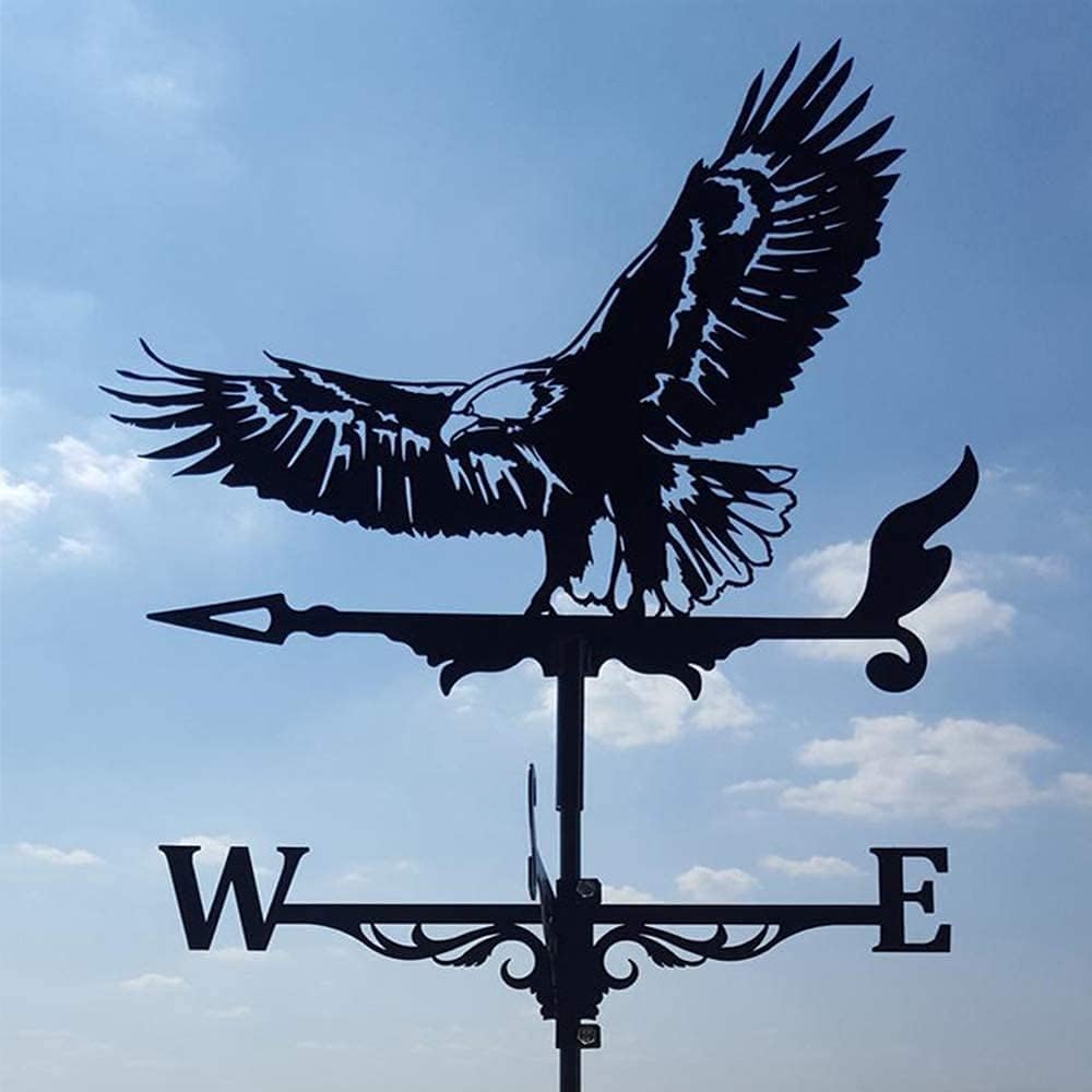 Alnicov Veleta de metal animal, veleta negra vintage, indicador de dirección del viento hueco para decoración de techo de jardín al aire libre