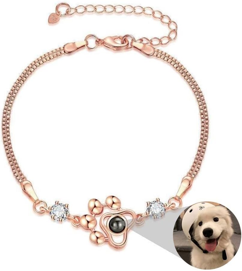 Collar personalizado con foto para mascotas, collar de proyección de encanto de foto personalizada, colgante de pata de perro, gato, joyería