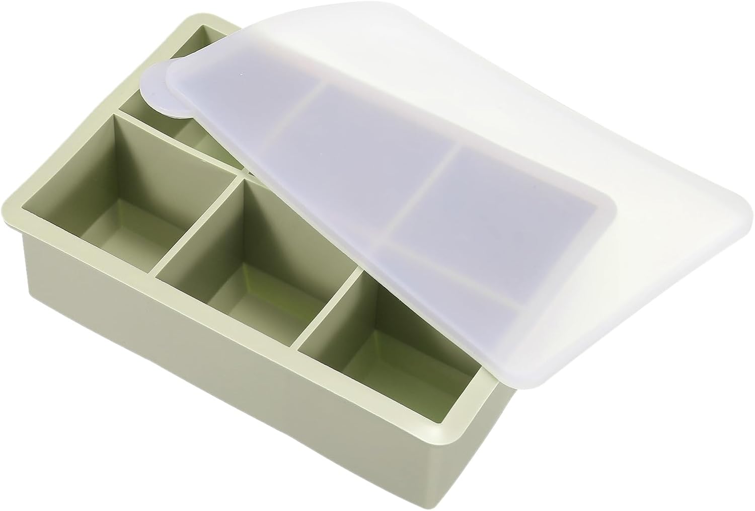 MECCANIXITY Molde para cubitos de hielo, bandeja de silicona para cubitos de hielo de 6 x 2 pulgadas con tapa para cóctel, jugo, bebida casera