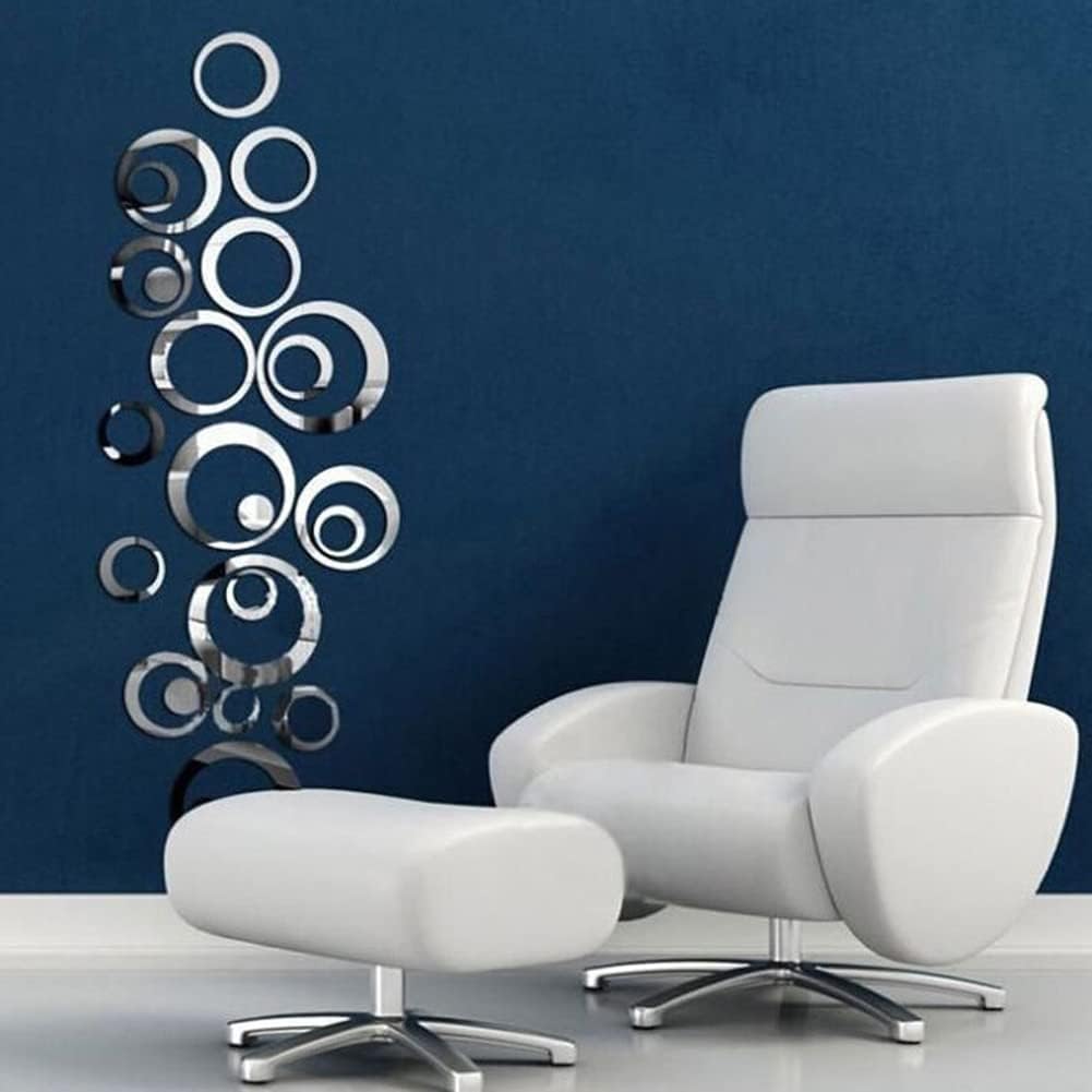 24 calcomanías de pared de espejo circular acrílico, removibles autoadhesivas, espejo acrílico, decoración de pared redonda para sala de estar,