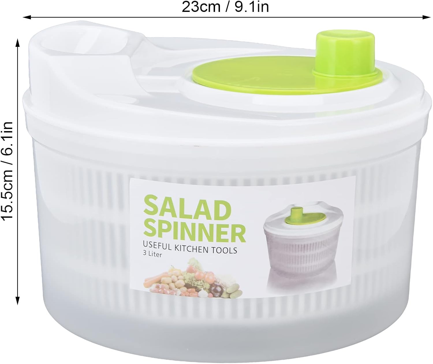 Escurridor de ensaladas, secadora de verduras fácil de usar Pro Pump Spinner con cuenco, colador y sistema de drenaje integrado para ensaladas