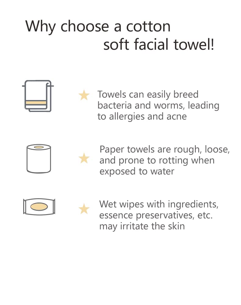 Toallitas secas faciales de algodón, 180 unidades, toalla facial desechable de limpieza profunda, tejido de algodón, multiusos para el cuidado de la