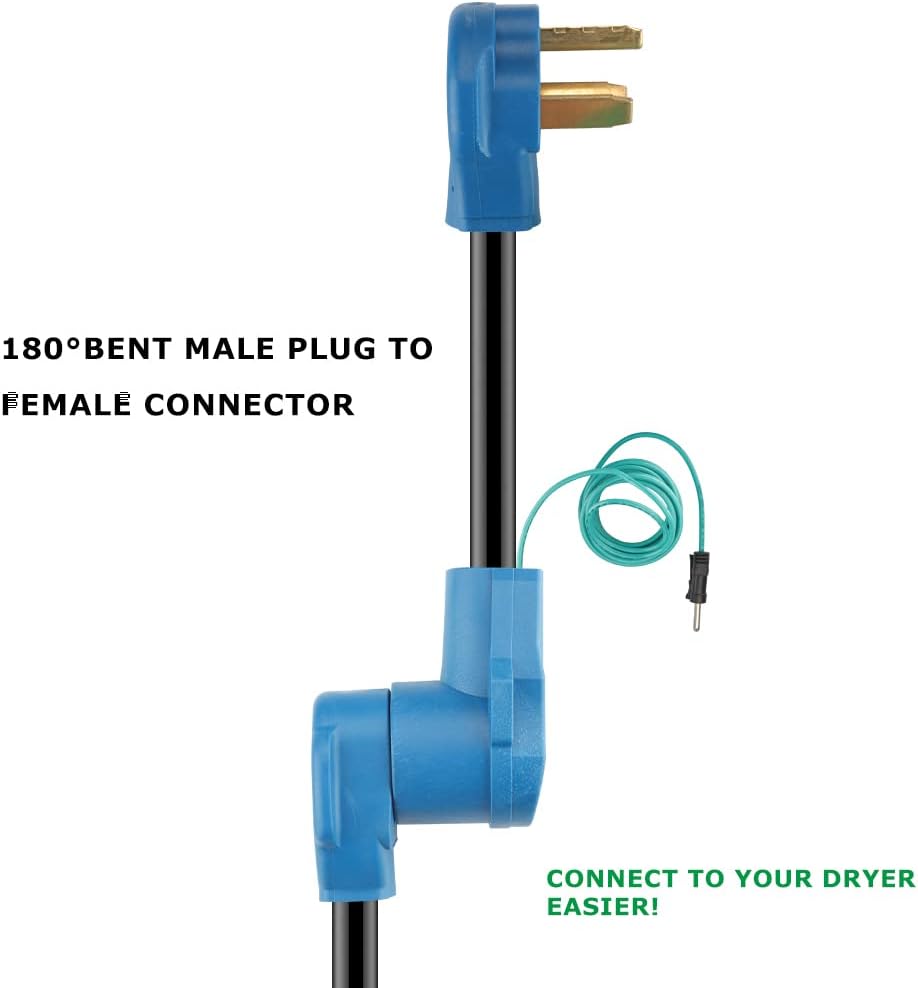 Cable adaptador de secadora 10-30P macho a 14-30R hembra con cable de tierra de 12 pies, convierte el enchufe de secadora de 4 clavijas a una salida