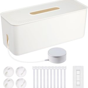 Caja organizadora de cables, caja organizadora de cables de montaje en pared para regletas de alimentación, cargadores, cable de computadora de TV, Caja organizadora de cables, caja organizadora de cables de montaje en pared para regletas de alimentación, cargadores, cable de computadora de TV,