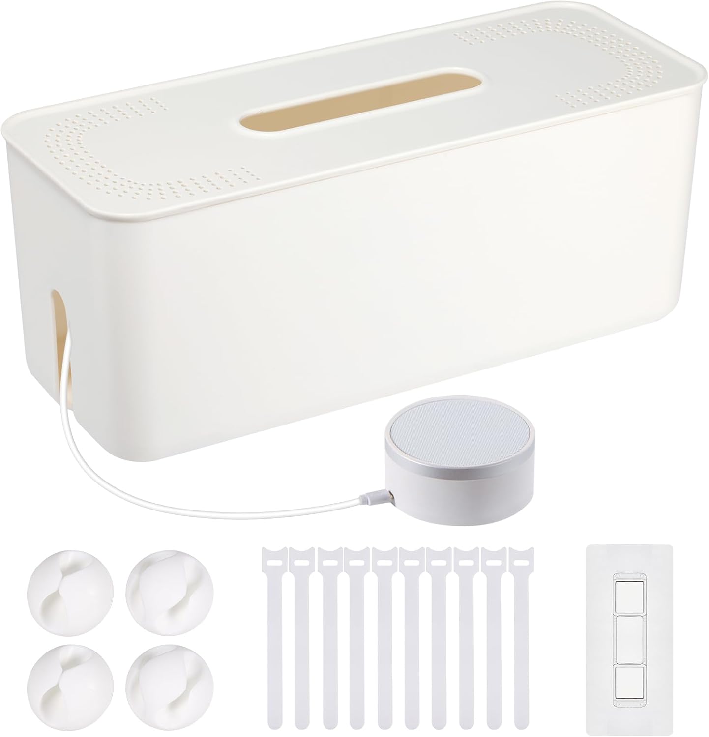 Caja organizadora de cables, caja organizadora de cables de montaje en pared para regletas de alimentación, cargadores, cable de computadora de TV,