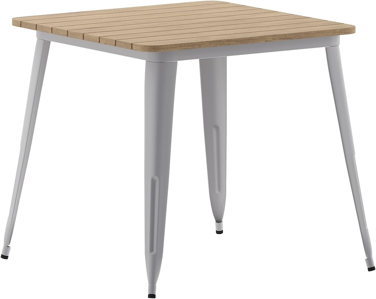 Flash Furniture Declan – Mesa de comedor comercial para exteriores, parte superior de poliresina para todo tipo de clima con base de acero, cuadrada
