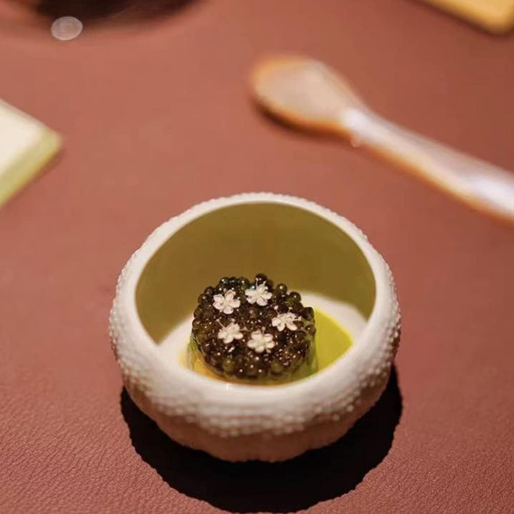 Hemoton Mini cuenco de cerámica para erizo de mar, plato de inmersión de cocina, suministros de restauración para frutos secos, salsa de caviar,