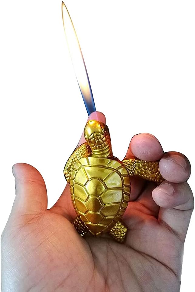 (Sin butano) Creativo Divertido Encendedor Butano Encendedor Metal Tortuga Dorada