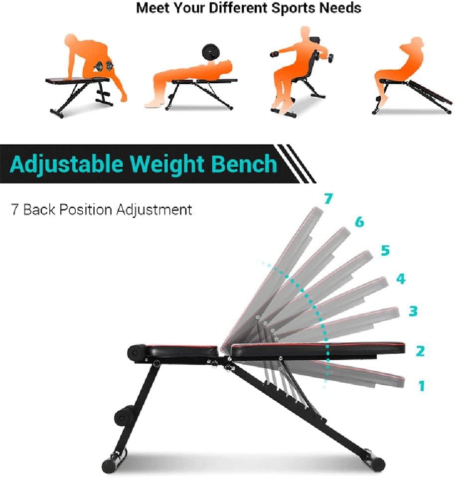 Banco de pesas, banco de entrenamiento de fuerza ajustable para entrenamiento de cuerpo completo, plegado rápido, inclinacióndeclinación, banco de