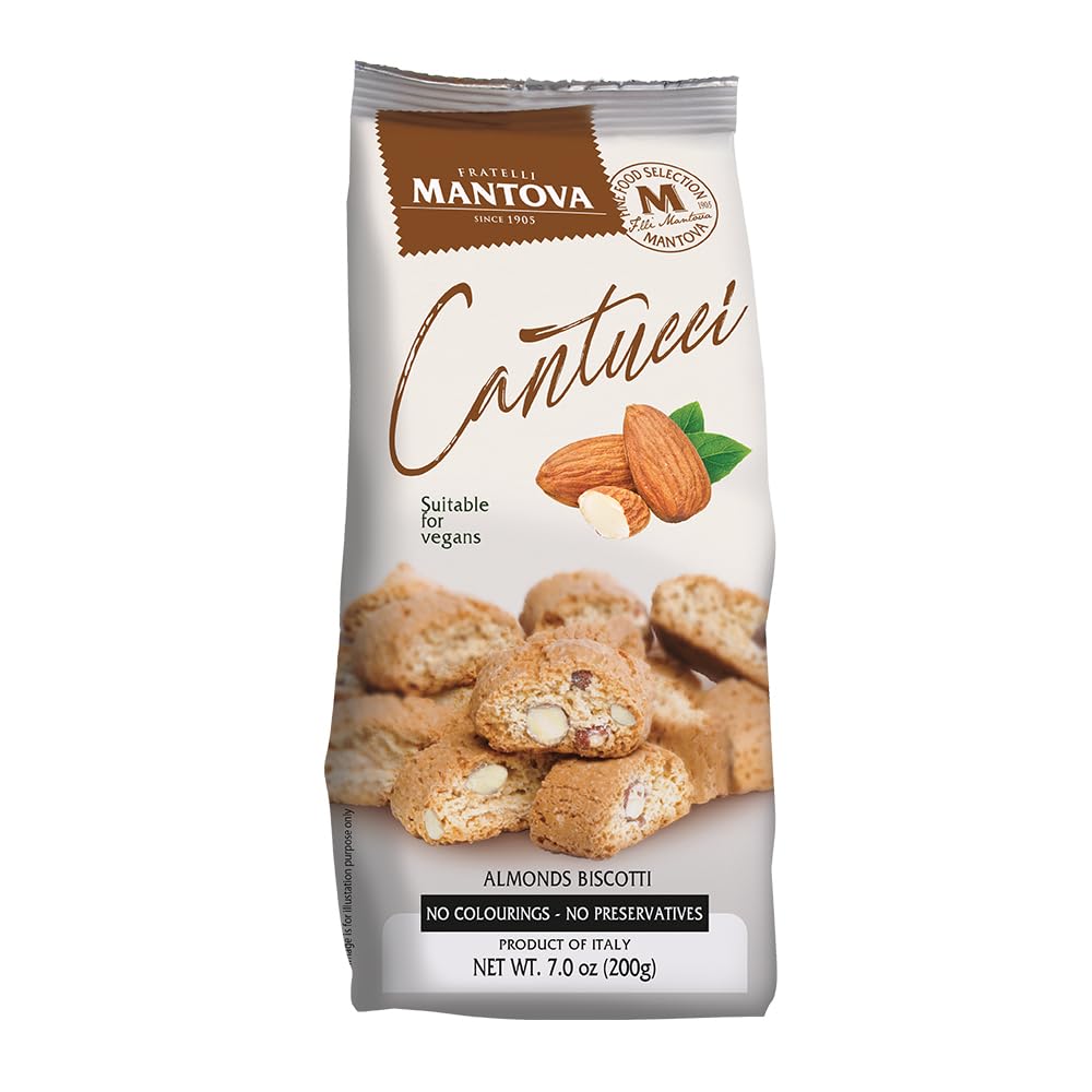 Mantova Cantucci – Juego variado, 7 onzas (paquete de 3), producto de Italia, tradicional biscotti crujiente dos veces horneado con almendras,