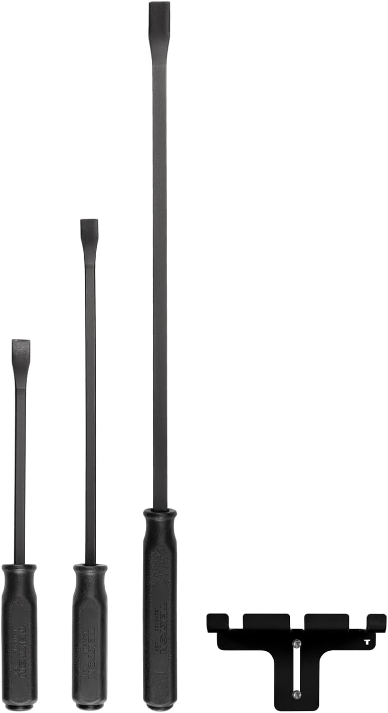 TEKTON Juego de barra de palanca con mango de extremo en ángulo con colgador de pared, 3 piezas (12, 17, 25 pulgadas)  LSQ96501