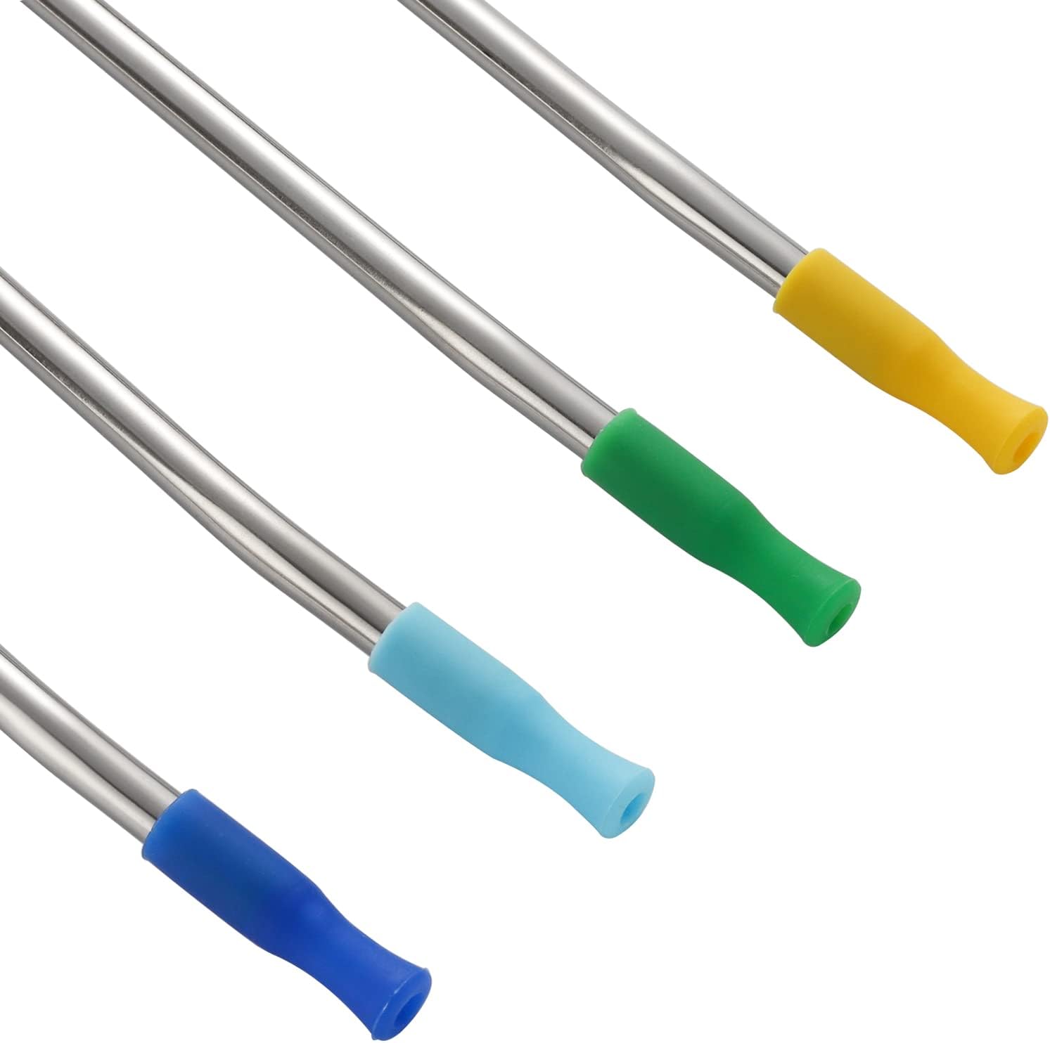 Cucharas largas de acero inoxidable para té, cucharas de pajita, mango con pajita para mezclar, revolver, beber