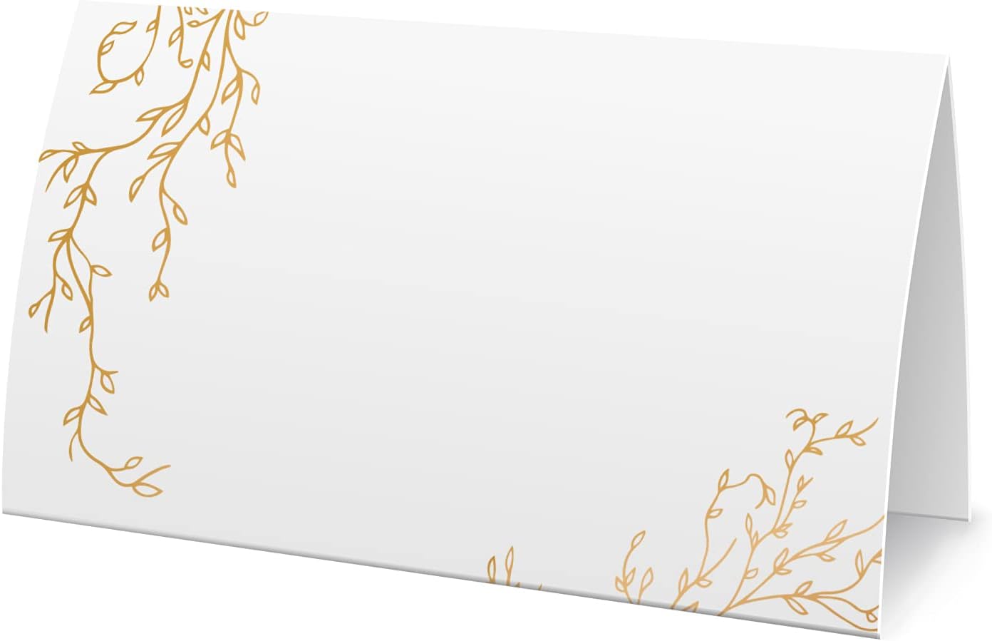 Etiquetas de tienda de campaña de comida Golden Leaf (paquete de 25) – Tarjetas de lugar para bodas, tarjetas de mesa – Perfecto para tarjetas de