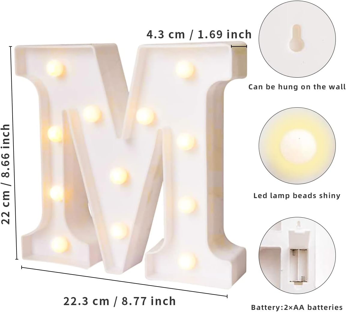 Letras iluminadas, letras de marquesina de Laerjin con luces, número decorativo con luz LED, letrero de número iluminado para luz nocturna, boda,