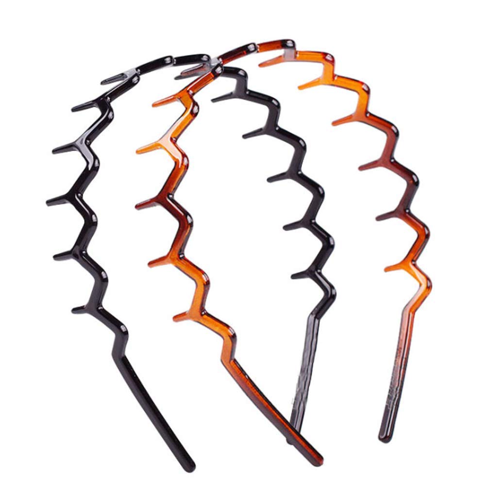 Juego de 2 diademas de plástico en zigzag, diadema de dientes de tiburones, peine para el cabello, accesorio para mujeres, damas, niñas (negro +