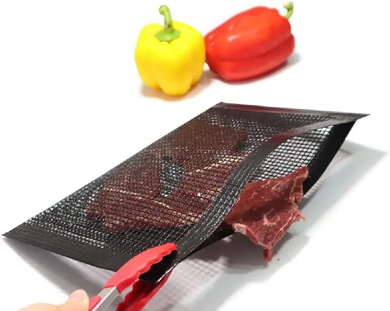 The Ultimate BBQ Hack paquete de 3 bolsas antiadherentes de malla para parrilla, bolsa reutilizable para parrillas y ahumadores, resistente al
