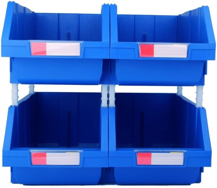 Organizador de contenedores de almacenamiento termoplástico resistente, apilable, colgante, de conexión lateral (2 unidades), grande V2 8.4 x 14.5 x