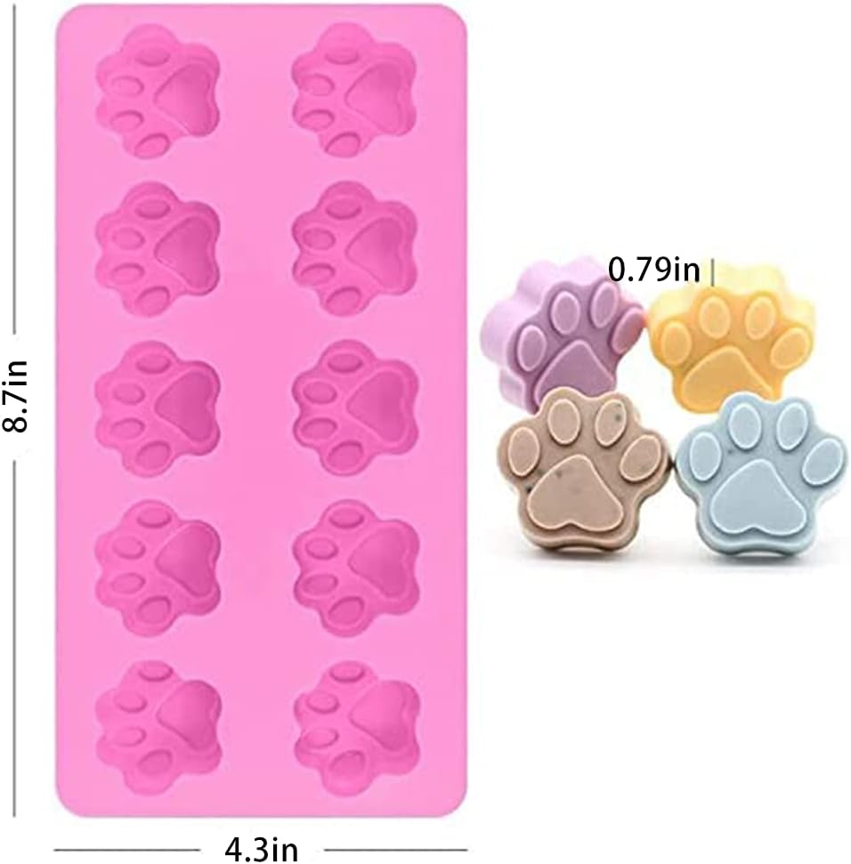 Molde de silicona para hornear, 2 bandejas reutilizables para cubitos de hielo en forma de pata de gato y hueso, moldes de silicona para dulces,