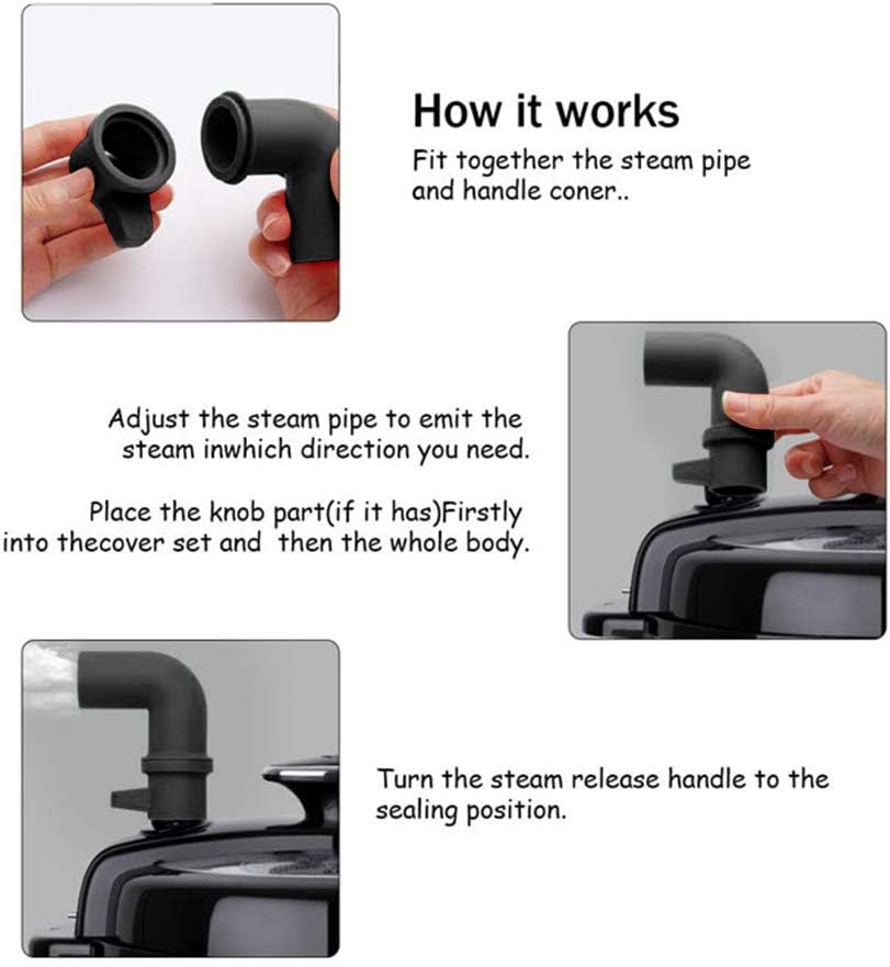 HEEPDD Desviador de vapor para olla, Foodi, Mealthy, olla a presión de potencia XL mejorada, seguridad y saneamiento, (negro)