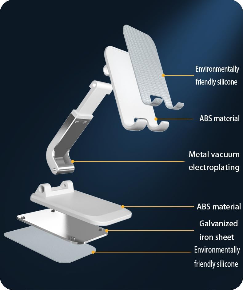 Soporte para teléfono celular, soporte de teléfono celular ajustable en ángulo con almohadilla de silicona para escritorio, soporte de teléfono