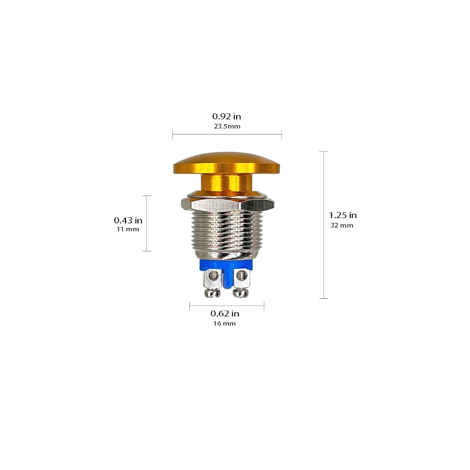 Xnrtop 2 interruptores de botón en forma de hongo de 0.866 pulgadas, impermeables, 1NO SPST, botón de inicio momentáneo, encendido y apagado,