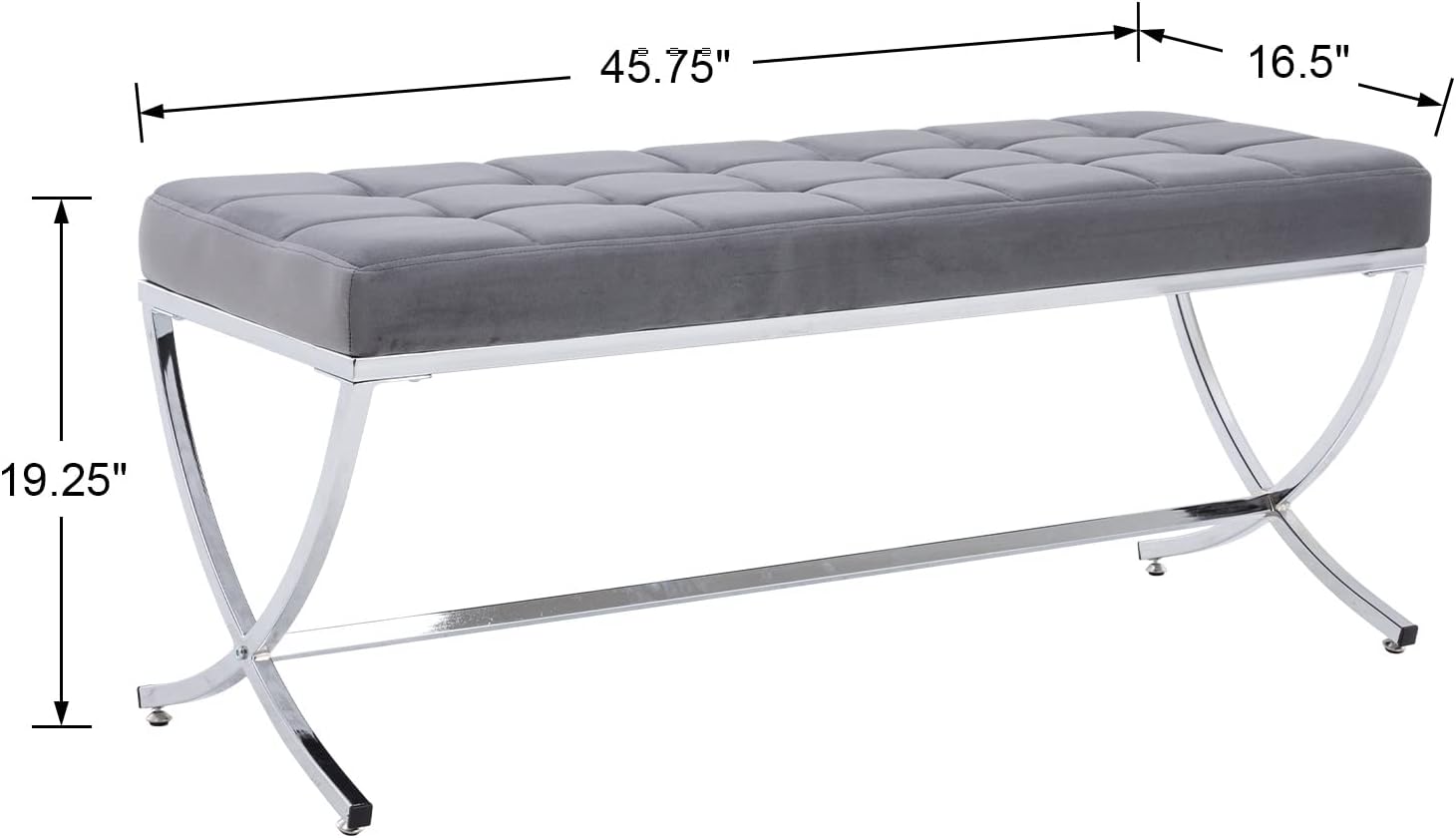 CIMOTA Moderno banco de entrada de terciopelo tapizado con botones y base de metal, elegante banco otomano para entrada, sala de estar, dormitorio,