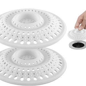 Colector de pelo autosellante para múltiples tamaños de drenaje, blanco (paquete de 2) Colector de pelo autosellante para múltiples tamaños de drenaje, blanco (paquete de 2)