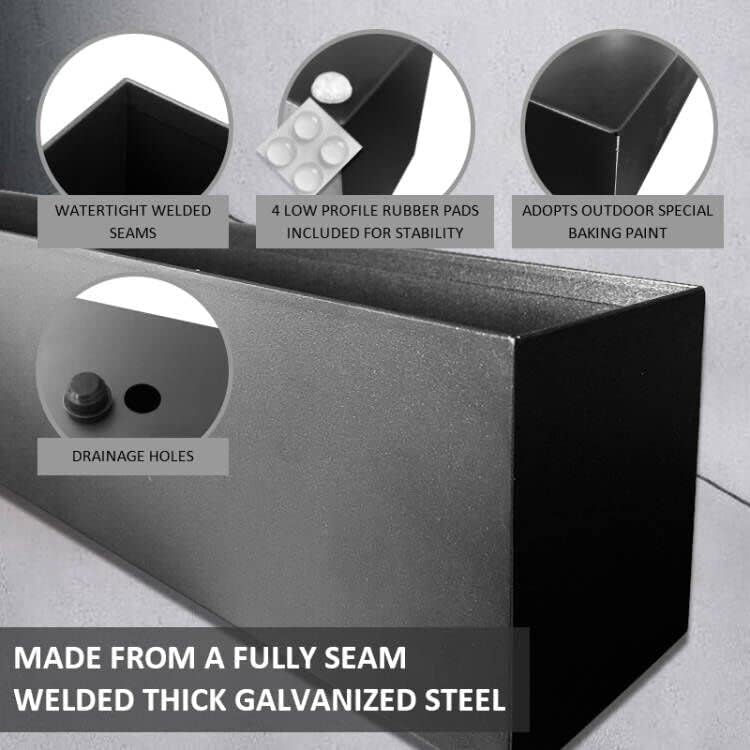 Macetero rectangular de metal moderno para suculentas, maceta decorativa para interiores y exteriores de 32 pulgadas, maceta decorativa para