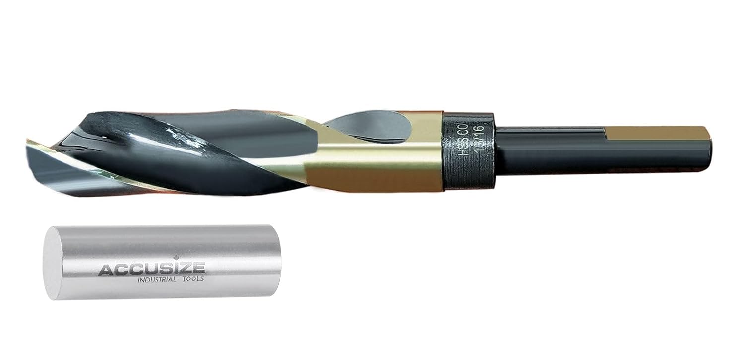 Accusize Industrial Tools Taladro S y D ANSI M35 (HSS + 5% cobalto) de 1316 pulgadas, vástago de 12 pulgada, punto de división de 135 grados,