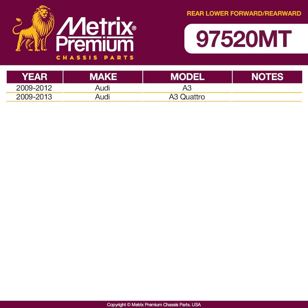 Metrix Premium 4 piezas LR trasero inferior delantero y LR trasero inferior trasero trasero RK642013, RK642309 compatible con Audi A3, A3 Quattro,