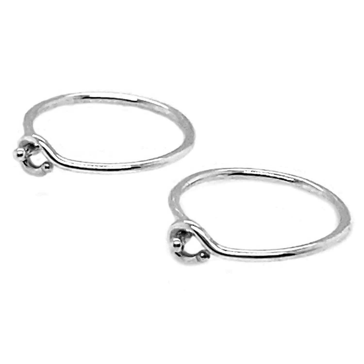8mm Sterling Silver Open Hoop Hugger Small Cartilage Tragus Earrings Thin 22 Gauge Snap