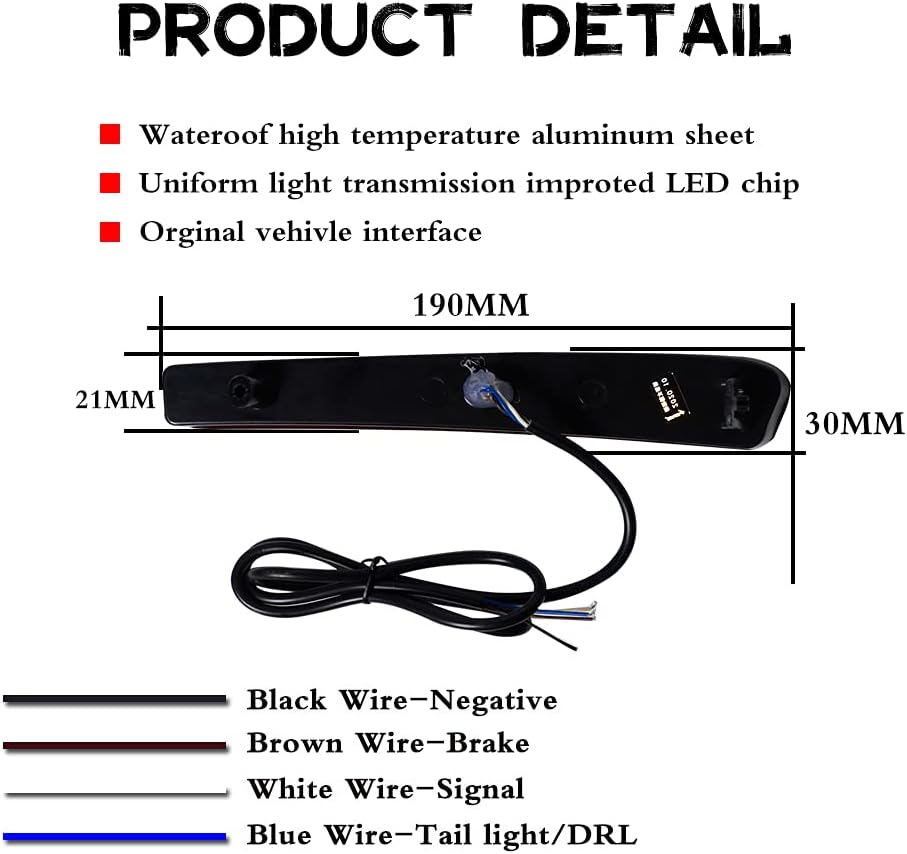 GTINTHEBOX Lente ahumada estilo rejilla LED parachoques trasero reflector luz freno secuencial señal de giro lámpara trasera compatible con Toyota