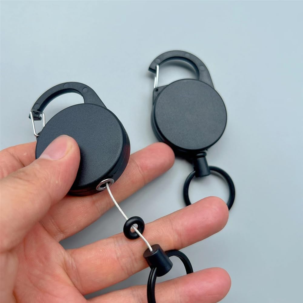 2 llaveros retráctiles, llaveros robustos y resistentes, llavero retráctil, clip para cinturón con mosquetón multiherramienta, cordón de 25 pulgadas