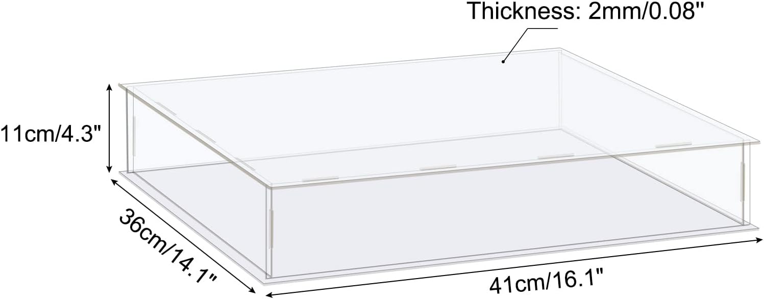 MECCANIXITY Caja de exhibición de acrílico Escaparate claro de la protección a prueba de polvo 16.1×14.1×4.3 pulgadas para exhibición de