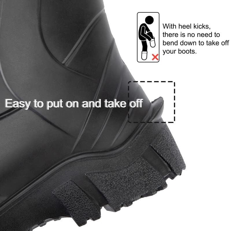 ROCKROOSTER Wellingtons WS701 – Botas de lluvia impermeables de poliuretano de 15 pulgadas para hombre, antideslizantes, antifatiga, cómodas, con