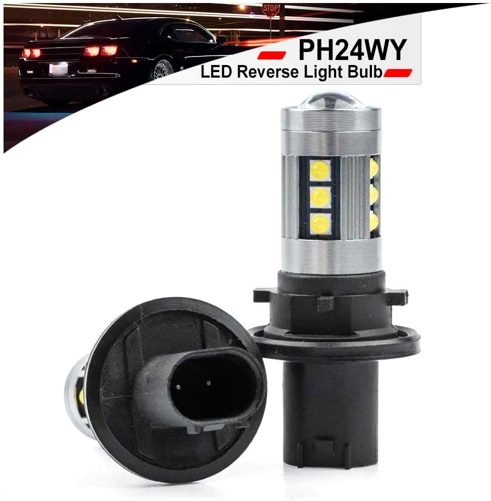 NSLUMO PU20d Base PH24WY PH24W Bombillas LED de retroceso de repuesto para Chevy Camaro 12184 12185 Luces de marcha atrás LED 6500K Xenon White