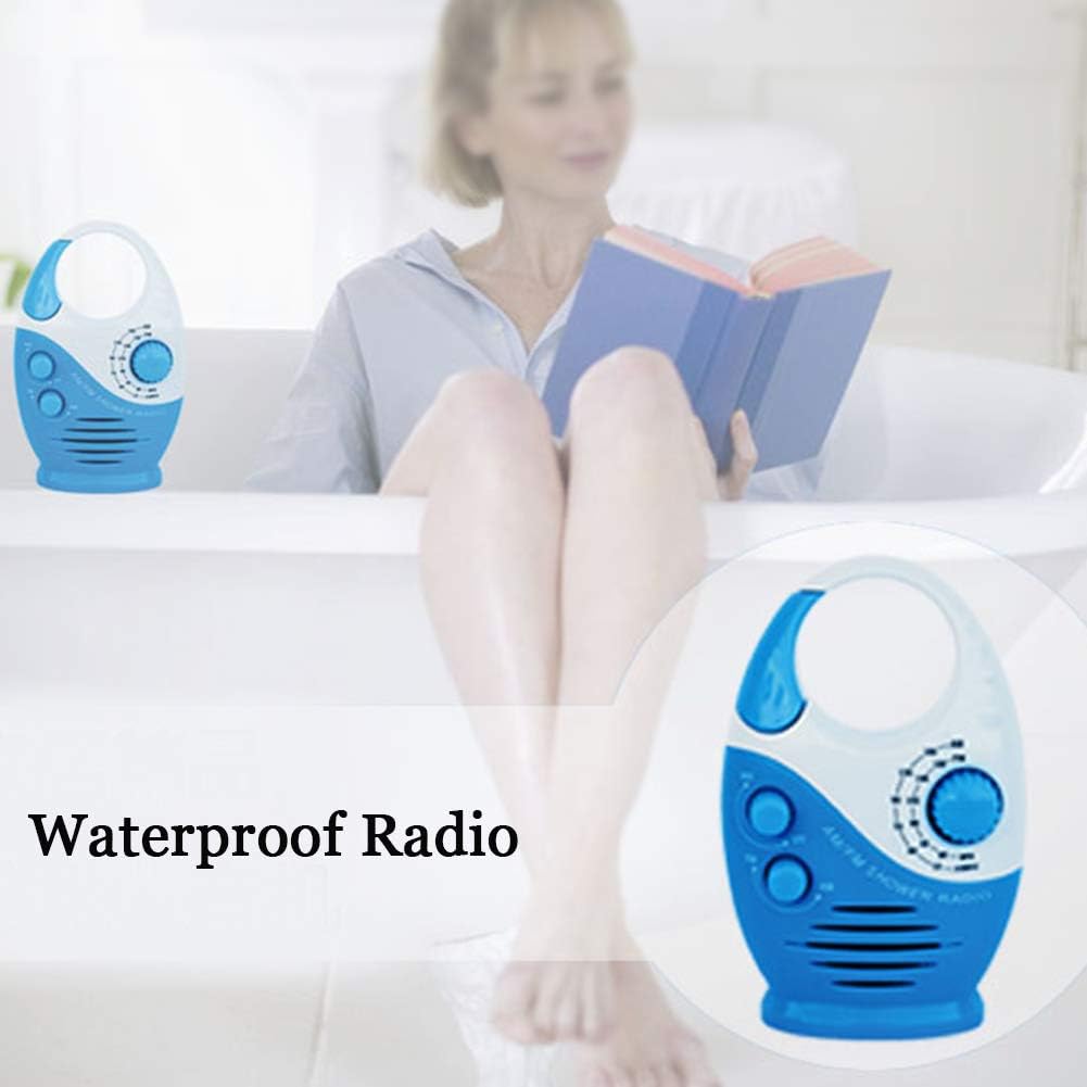 Radio de ducha, 3 V 0.5 W, volumen ajustable, para ducha AM FM, altavoz portátil impermeable, altavoces de ducha para baño, radio inalámbrica con